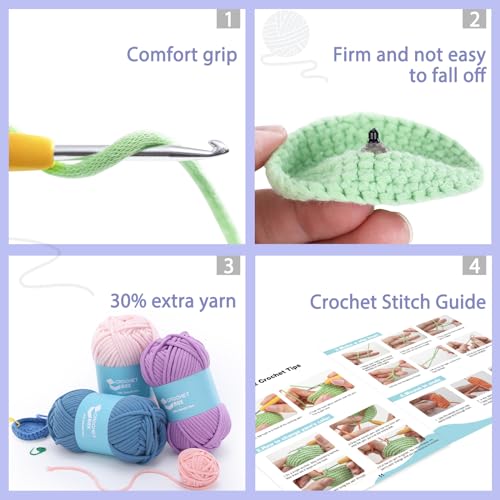 Crochet Kit for Beginners: Elephant Crochet Kit for Adults, Include Easy to Use Yarn, Step-by-Step Video, Patterns, Learn to Crochet, Thanksgiving, Christmas, Birthday Gift - color: Elephant