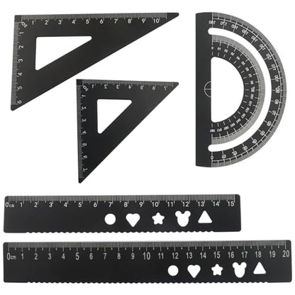 5-Piece Metal Geometry Set, Black - color: Black
