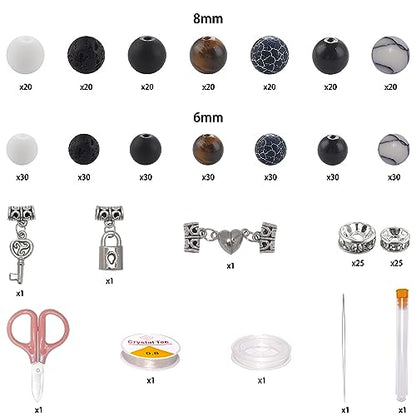 6/8mm Stone Beads for Jewelry Making, 410pc Bracelet Making Kit for Adult - color: Stone Beads for Jewelry Making