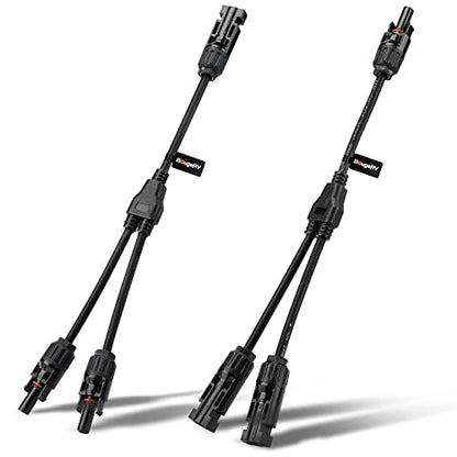 BougeRV Solar Connectors Y Branch Parallel Adapter Cable Wire Plug Tool Kit for Solar Panel - size: 1 Pair M/FF and F/MM