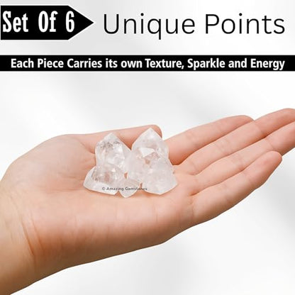Amazing Gemstone Apophyllite Crystals and Healing Stones Mineral Specimen Set of 6 - Premium Semi Precious Gem Stones - Healing Crystals Geodes Clusters for Meditation, Chakra Balance (S) - color: Apophyllite Points, size: Small