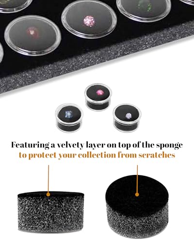 Novel Box 16 Medium Gem Jars with Black Foam Gemstone Tray 7.8X7.8X0.75 - color: Black Foam Liner with 16 Gem Jars