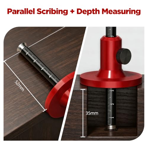 3Sets Wheel Marking Gauge with 2 Extra Replacement Blades,Micro-Adjustable Woodworking Scribe Tool, Aluminum Alloy Mortise Gauge with Metric/Imperial Scale for Carpentry Joinery(LPWG_B-01)