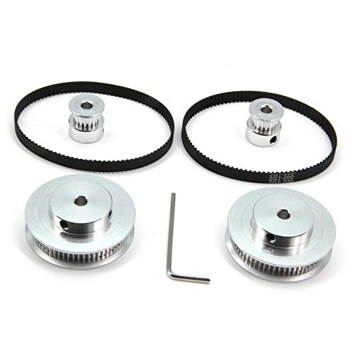 2PCS Set GT2 Synchronous Wheel 20&60 Teeth 5mm Bore Aluminum Timing Pulleys with 2PCS Length 200mm Width 6mm Belt (20-60T-5B-6) - style: 20-60T-5B-6