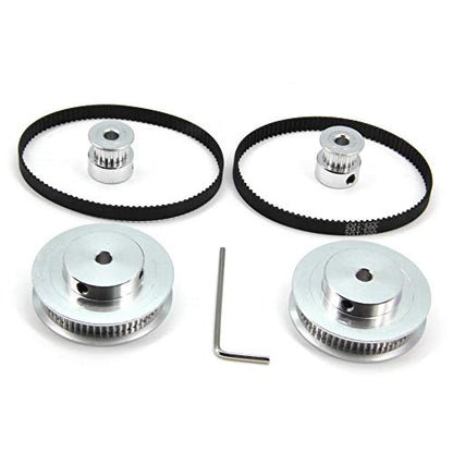 2PCS Set GT2 Synchronous Wheel 20&60 Teeth 5mm Bore Aluminum Timing Pulleys with 2PCS Length 200mm Width 6mm Belt (20-60T-5B-6) - style: 20-60T-5B-6