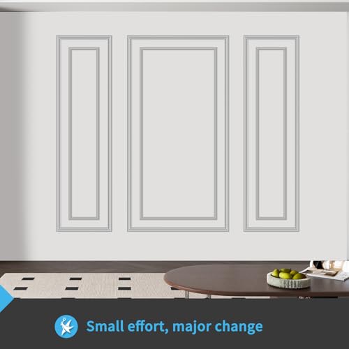 Art3d Premade Bilinear Frame Molding Set, Wainscoting Panels, 3 Whole Frame - color: Whole Bilinear Frame White