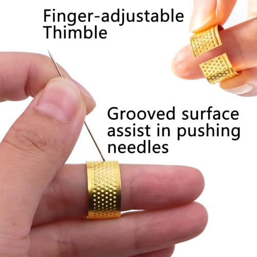 48Pcs Sewing Tool Set & 2 Edge Rulers Big Eye Steel Needle with Zipper Case