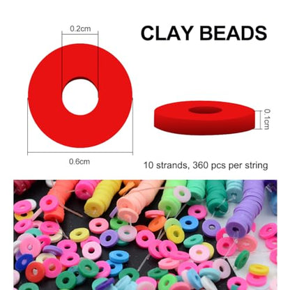 MIIIM 3600 PCS 10 Strands Polymer Clay Beads for Jewelry Making, Vinyl Heishi Beads 6mm for Surfer Bracelets Necklace Making (Red-1) - color: XR03-Red-1
