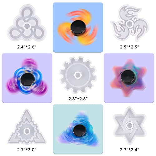 NiArt DIY Fidget Spinner Silicone Mold Kit, 5 Epoxy Resin Molds 10 Bearings, Stress Relief Casting Toy Gift for Adults, Create 10 Custom Spinners for Arts Crafts Home Decor - size: 5 Molds (A) + 10 BLACK Bearings