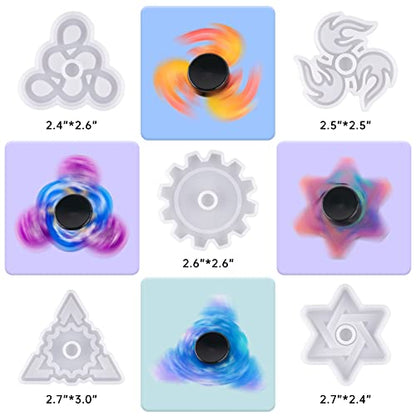 NiArt DIY Fidget Spinner Silicone Mold Kit, 5 Epoxy Resin Molds 10 Bearings, Stress Relief Casting Toy Gift for Adults, Create 10 Custom Spinners for Arts Crafts Home Decor - size: 5 Molds (A) + 10 BLACK Bearings