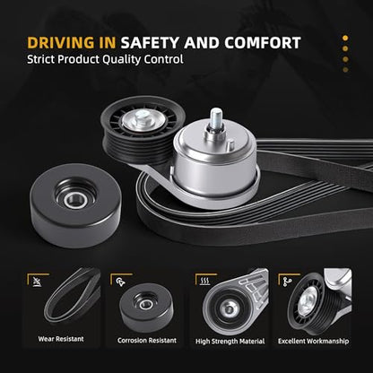 Belt Tensioner Serpentine Belt Idler Pulley Kit #38103 38001 - size: for C1500/C2500/C3500 1996-2000
