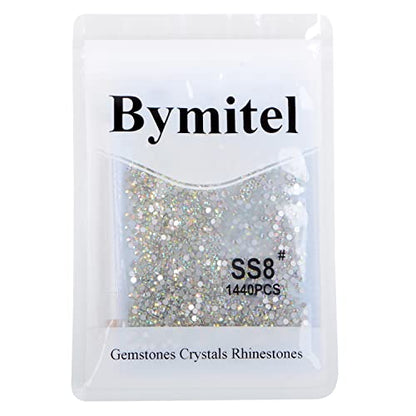 2880PCS Art Nail Rhinestones Non Hotfix Glue Fix Round Crystals Glass Flatback for DIY Jewelry Making with one Picking Pen (ss8 2880PCS, Crystal AB) - color: Crystal AB, size: ss8 2880pcs