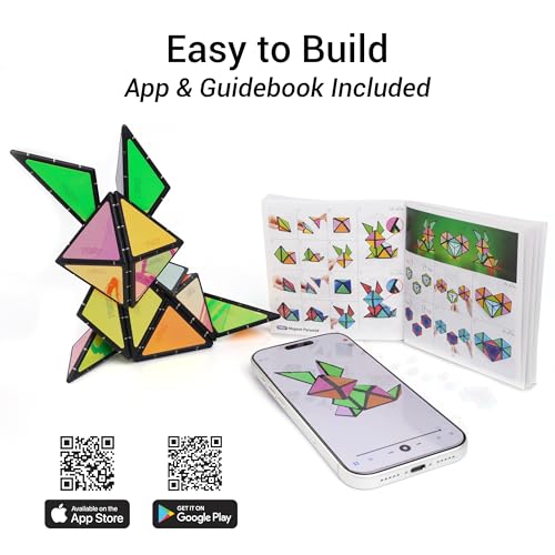 TOSY Magnet Pyramid Stone - 1 Cube Transforms into 1 Billion Shapes, 12 Pieces, 243 Rare Earth Magnets, Holographic Design Magnet Tiles Creative Puzzle STEM/STEAM Toy - color: Stone (Set of 1)