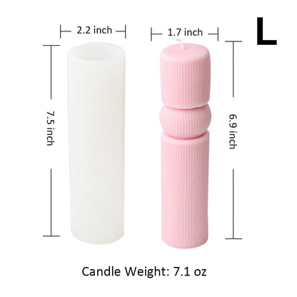 Striped Columns Candle Mold Geometric Hourglass Silicone Mold for Soap Wax Resin DIY - size: Stripe L