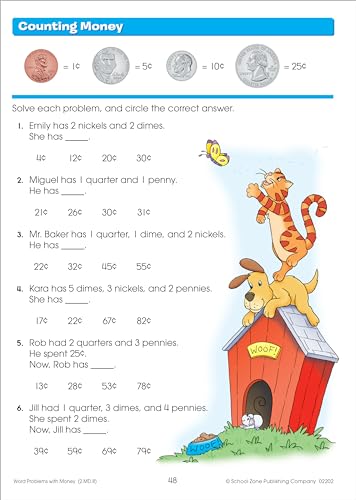 School Zone Math Basics 2 Workbook: 64 Pages, 2nd Grade, Addition & Subtraction, Time & Money, Place Value, Fact Families, Ages 7-8 (I Know It! Book Series)