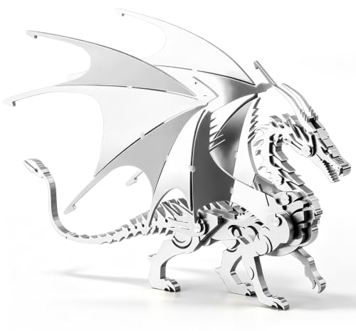 FILASLFT 3D Metal Puzzles for Adults,Mechanical Model Fire Breathing Dragon - color: A2-fire Breathing Dragon-silvery