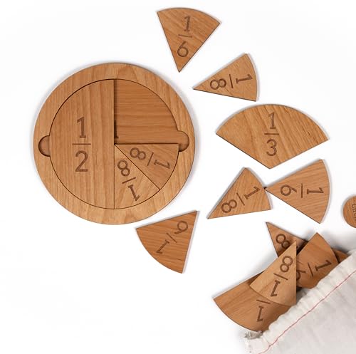 Fraction Tiles - Laser Engraved Alder Wood - Includes 5 inch Tile Holder and Fraction Tiles (78 Tiles) - style: 77 Tiles