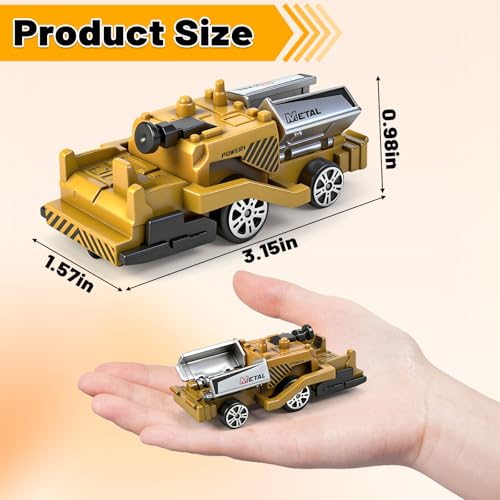 12 Pack Diecast Construction Toys, Mini Alloy Model Toy Cars for Kids 3 4-8 - color: Yellow