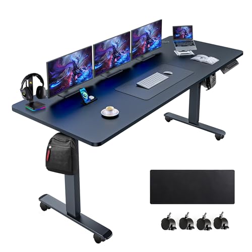 farexon 63x24 Inch Electric Standing Desk with Mouse Pad, Black - color: Black, size: 63 x 24''