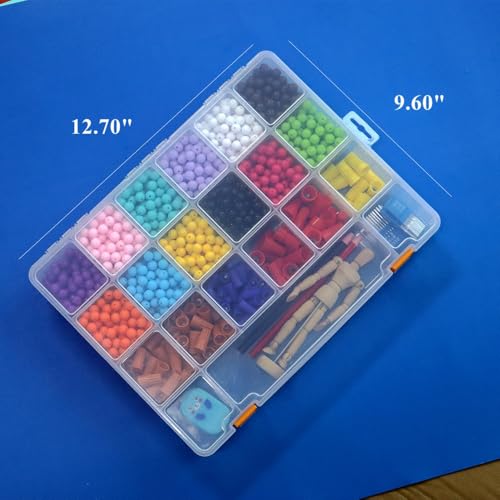 2 Pack Fixed 21 Grids Large Clear Plastic Storage Box, Transparent Organizer Container Case for Small Parts, Bead, Button, Jewelry, Diamond, Craft Supplies,Sewing Kit, DIY Accessories - size: L