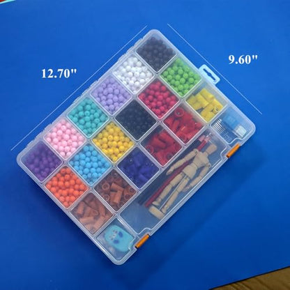 2 Pack Fixed 21 Grids Large Clear Plastic Storage Box, Transparent Organizer Container Case for Small Parts, Bead, Button, Jewelry, Diamond, Craft Supplies,Sewing Kit, DIY Accessories - size: L