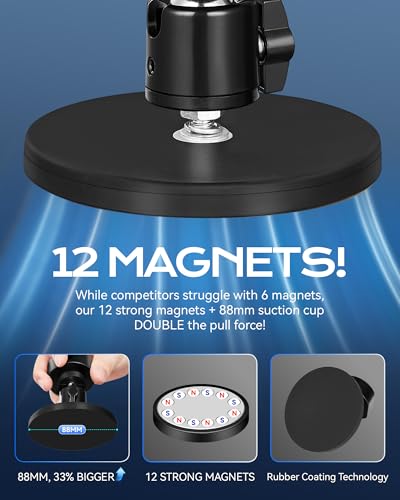 Starlink Mini Magnetic Car Roof Mount - 12 Strong Magnets, 80lbs Super Pull Force, Anti-Scratch Rubber Coated Mounting Kit for Car, RV, Vans, Truck, Boat - style: 360 Magnetic Swivel Mount