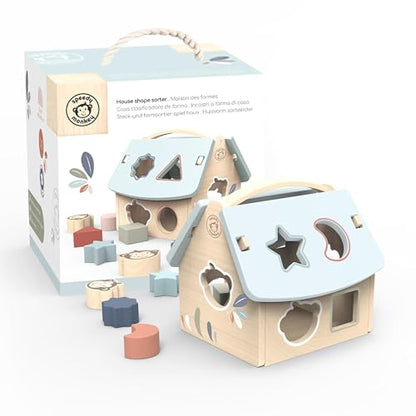 SPEEDY MONKEY Wooden House Shape Sorter | 8 Blocks & Monkey Character - color: Monkey House