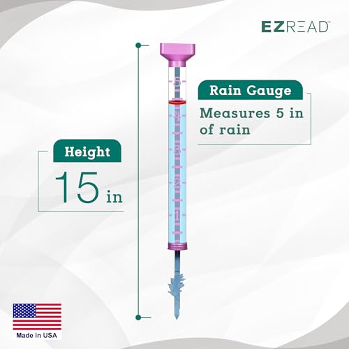 Headwind EZRead 15” Giant Professional Outdoor rain Gauge, USA Made Heavy Duty All Weather Freeze Proof Metal Stake or mountable with Float, Easter Purple (820-0582PURP) - color: Easter Purple