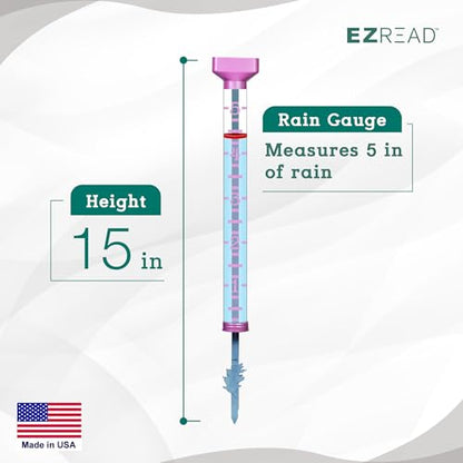 Headwind EZRead 15” Giant Professional Outdoor rain Gauge, USA Made Heavy Duty All Weather Freeze Proof Metal Stake or mountable with Float, Easter Purple (820-0582PURP) - color: Easter Purple