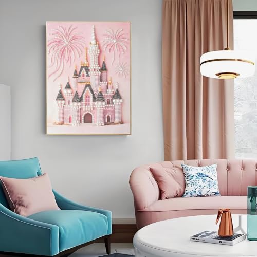 SuuTang 5D Castle Diamond Pearl Art Painting Kits for Adults,13.8x17.8 inch - color: CASTLE 01