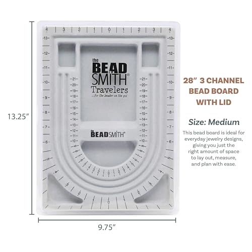The Beadsmith Bead Board with Cover, Grey Flocked - size: 28" - U Channel w/ Cover