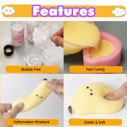 Fruit Squishy Craft Set Liquid Silicone Banana Silicone Mould Colour Paste - color: Banana