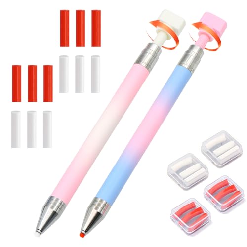ZYNERY 2PCS Diamond Art Pen, Diamond Painting Pens Refillable, Glue Clay Pens for Rhinestones, Gem Art Rhinestone Picker Tool for 5D Gem Painting Includes 12 Glue Clay Refills - color: 2 Gradient Pens + 12 Glue