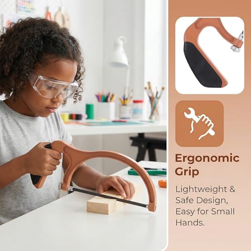 Angoily Hand Saw, Hacksaw with 5 Blade Replacement, Children Mini Table Saw for Wood Cutting, Kids Handsaw Hobby Hacksaw for Tree Trimming,PVC Pipes, DIY Woodworking Crafts