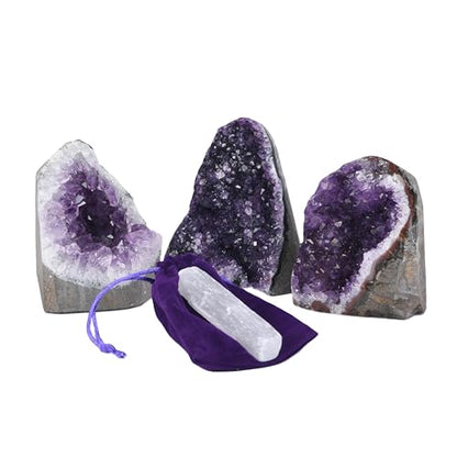 Premium Natural Amethyst Crystals Geode 0.75-1 lbs Healing Crystal Stones - size: 0.75 pound - 1 pound