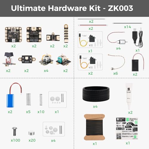 Makerworld CyberBrick Ultimate Hardware Kit ZK003 (2 Vehicle,2 Remote),3D Printing STEM,DIY Build RC Car& Programmable Robotics Set,Modular Coding Electronics Learning Set for Bambu Lab Maker - size: ZK003 - Cyberbrick Ultimate