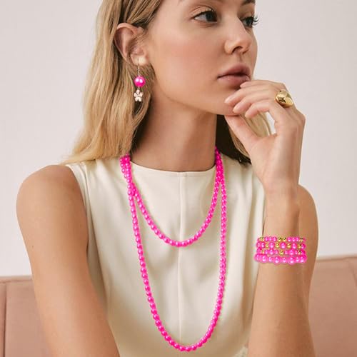 2116 Pcs Hot Pink Pearl Bracelet Making Kit Gold Beads for Bracelets - color: 15-Hot Pink & Gold
