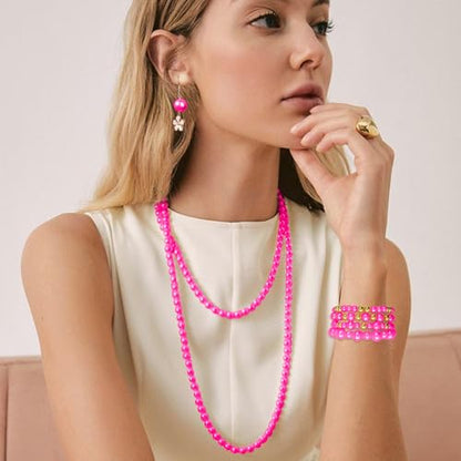 2116 Pcs Hot Pink Pearl Bracelet Making Kit Gold Beads for Bracelets - color: 15-Hot Pink & Gold