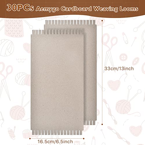Aemygo 30 Pack Cardboard Weaving Looms, Wide Notch Weaving Loom for Kids, Beginner Square Weaving Boards for Knitting Sewing Crochet Basket Teaching Arts Crafts