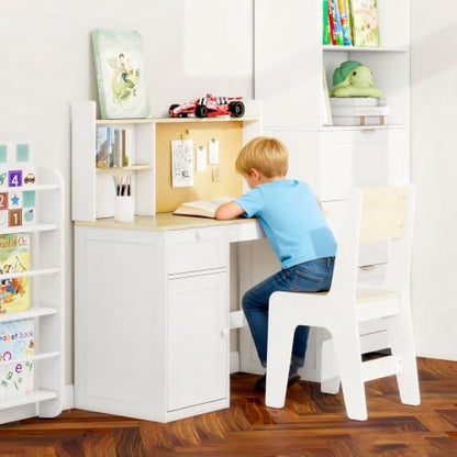FTZxHKLX Wooden Kids Study Desk and Chair Set for 5-12 Years Old, Natural - color: Natural, size: Regular