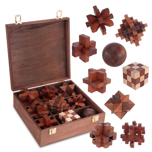 Mytothfy Wooden Brain Teaser Puzzles for Adults Teens, 3D Puzzle Game Toys - color: Style G