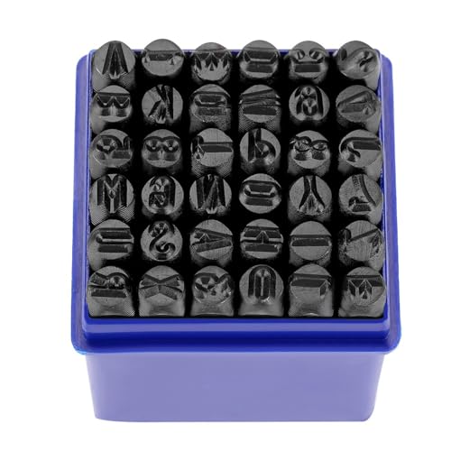 MOPFOL 36 Pcs 6mm Carbon Steel Letter Number Stamp Set - Metal Wood Leather Engraving Punch Tools with Carrying Case