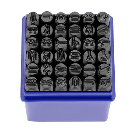 MOPFOL 36 Pcs 6mm Carbon Steel Letter Number Stamp Set - Metal Wood Leather Engraving Punch Tools with Carrying Case