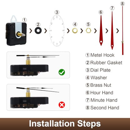 15 Pack Clock Mechanism Replacement Kit with 20 Pairs Clock Hands - size: 15pcs Thread Length 3/8 in+1/2 in+5/8 inch