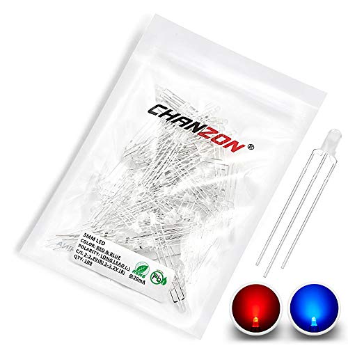 CHANZON 100 pcs 3mm Red & Blue Diffused LED Diode Lights Common Cathode - color: F) Red & Blue (Cc) (100pcs)