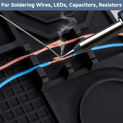 Silicone Soldering Mat with Soldering Stand, 20x14 Inch ESD Anti Static & 932°F Heat Resistant Workbench Mat for Electronics Repair, PCB, Phone, Watch, PC Building