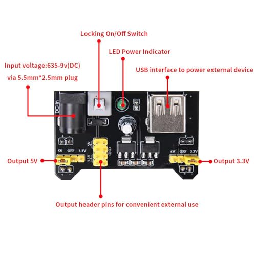 Breadboard Kit with Power Supply Module, Electronic Component Set