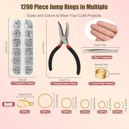 Amrules 1200 Pcs Jump Rings, Jewelry Making Kit, Silver - color: Silver