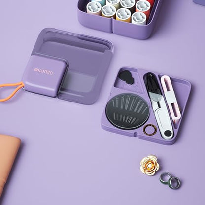 Sewing Kit, Needle and Thread Kit with Travel Sewing Supplies and Accessories for Adults,Kids,Beginner with Scissors,Sewing Needles Thimble,Thread,Seam RipperTape Measure etc (Purple) - color: Purple