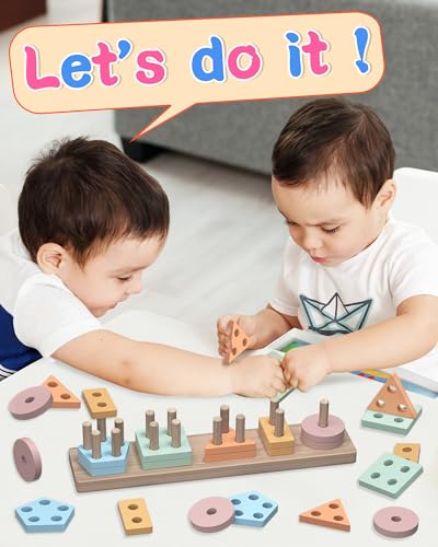 kecristv Montessori Toys for 1 2 Year Old Girl and Boy Birthday Gifts - style: Brown